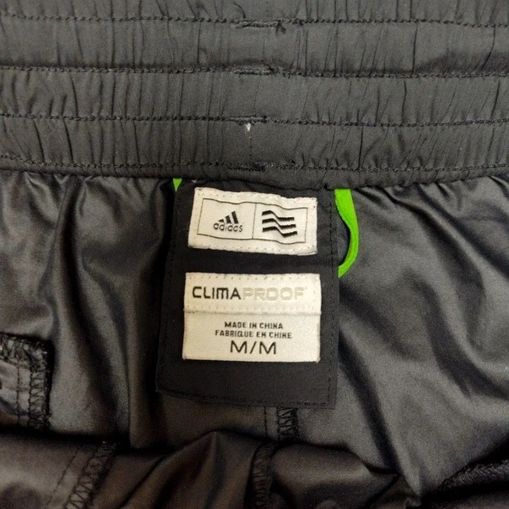 Adidas Track Pants Mens M Black Climaproof Wind Windproof Running Golf Tennis